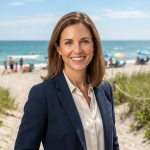 Outdoor gear reviewer beside an anchored beach canopy